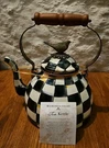 Mackenzie-childs 3 Quart Tea Kettle Courtly Check Pattern With Bird Knob. Fixed Price $144.88.