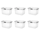 30 Quart Hingelid Clear Storage Bin With Latch And Comfort Grip, 6 Pack. Fixed Price $59.77.