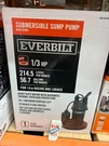 Everbilt Canada 1/3 Hp Aluminum Sump Pump W/tethered Switch. Fixed Price $289.78.