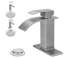 Bwe Waterfall Single Handle/hole Low-arc Bathroom Faucet Brushed Nickel! New. Fixed Price $38.99.