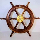 Vintage Wooden Ship Wheel, Helm Nautical Hanging Decor, Real 24" Brass Vg. Fixed Price $195.80.