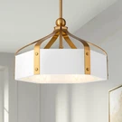 Sheffield 6-LIGHT Led Fan D'lier In White With Warm Brass Accents. Fixed Price $974.00.