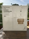 Hampton Bay Hailee 3-LIGHT Chandelier Matte Black Natural Weave Drum Shade. Fixed Price $66.39.