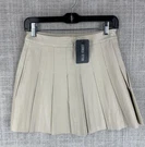 Belle Street Skirt Womens Beige Pleated Short Lined Zip Cotton Polyurethane. Fixed Price $26.99.