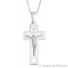 Cross Charm Jesus Pendant Christian Crucifix & Chain Necklace Sterling Silver. Fixed Price $34.99.