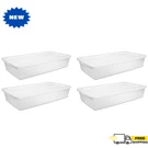 Sterilite 41 Qt Clear Plastic Storage Box, Snap-on Lid, White, 4-PACK Organizers. Fixed Price $45.49.
