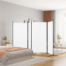 Bowery Hill Contemporary 4-PANEL Room Divider In White Fabric. Fixed Price $73.74.