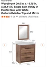 Glacierbay Woodbrook Single Sink Vanity, Mirror & Faucet Brand New Openbx. Fixed Price $175.00.