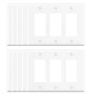 Elegrp 3 Gang Midsize Decorator/rocker Wall Plate, White (10-PACK)-NOB. Fixed Price $19.99.
