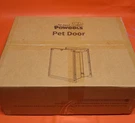 Powools 12.6" X 10" Steel Dog Door Wall Mount Color White Magnetic Triple Flaps. Fixed Price $19.99.