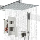 Brushed Nickel Shower Faucet Set With 12" Rain Head & Handheld Sprayer. Fixed Price $147.99.
