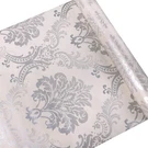 Lependor Silver Damask Peel And Stick Wallpaper 17.7"W X 118"L,. Fixed Price $11.71.