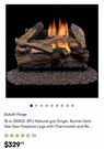Duluth Forge Ventless Gas Fireplace Log Set, 30IN. 33K Btu, Remote, DLS-30R-2. Fixed Price $299.99.