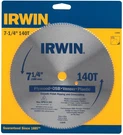 Irwin 11840 7-1/4" 140T Steel Circular Saw Blades Wood Cutting. Fixed Price $9.99.