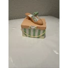 Twos Company Vintage Shoe Trinket Box Ceramic Striped Gift Peach Green Pearl. Fixed Price $6.00.