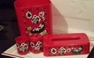 Christmas Disney Mickey Minnie Trash Can Cup Toothbrush Tissue Box Bathroom Set. Fixed Price $31.99.