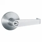 Satin Chrome Panic Exit Device Trim Accessory - Keyed Alike Lever Handle Entry. Fixed Price $86.07.