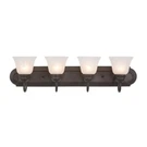 4-LIGHT Dark Brown Frame Bathroom Vanity With Alabaster Shades By Yosemite Hd. Fixed Price $82.28.